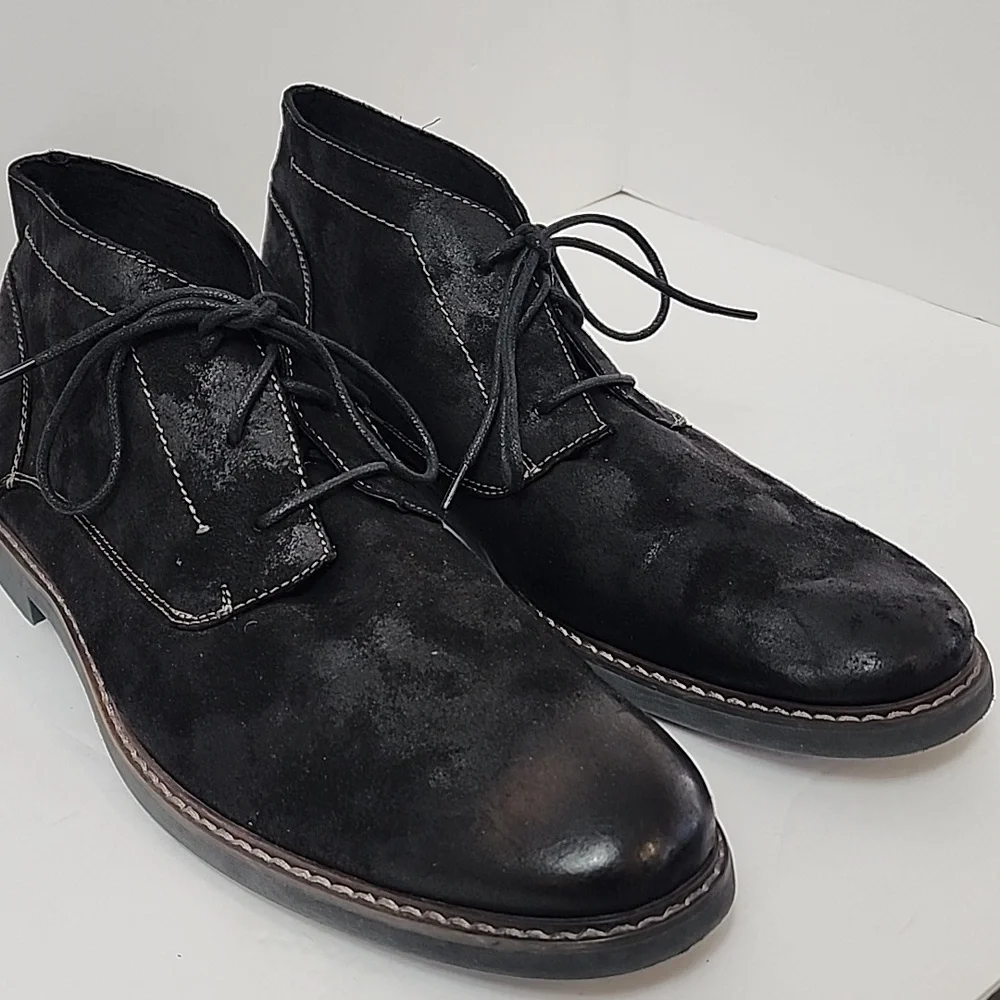Deer Stages Men's Black Chukka Textured Ankle Boots Lace-Up Shoes, sz 13